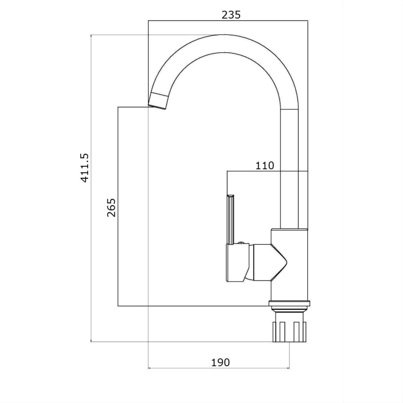 Однозахватный смеситель для кухни c поворотным изливом OneLife P04-001cr